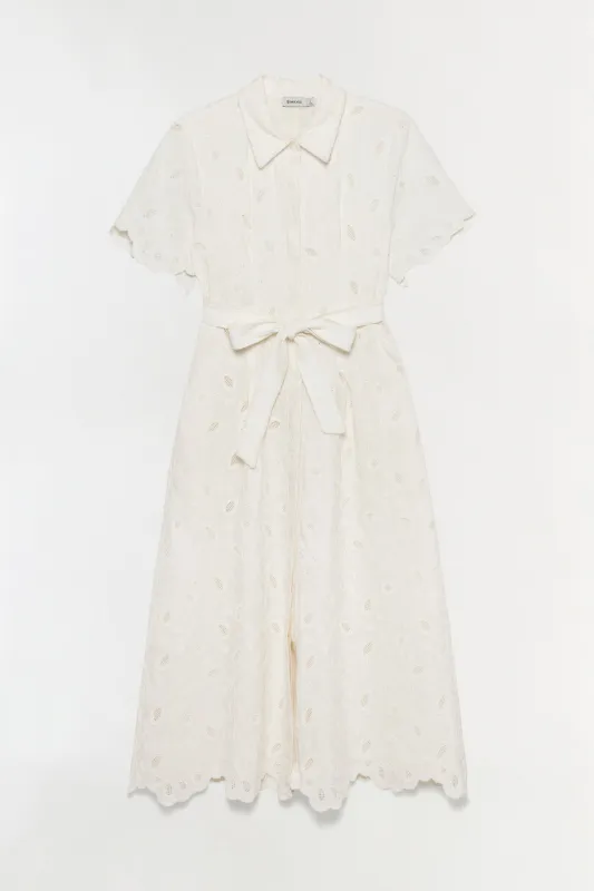 Audria Belted Linen Midi Dress sold by Simkhai