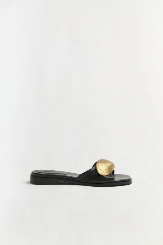 Gigi Oyster Leather Flat Slide made by Simkhai