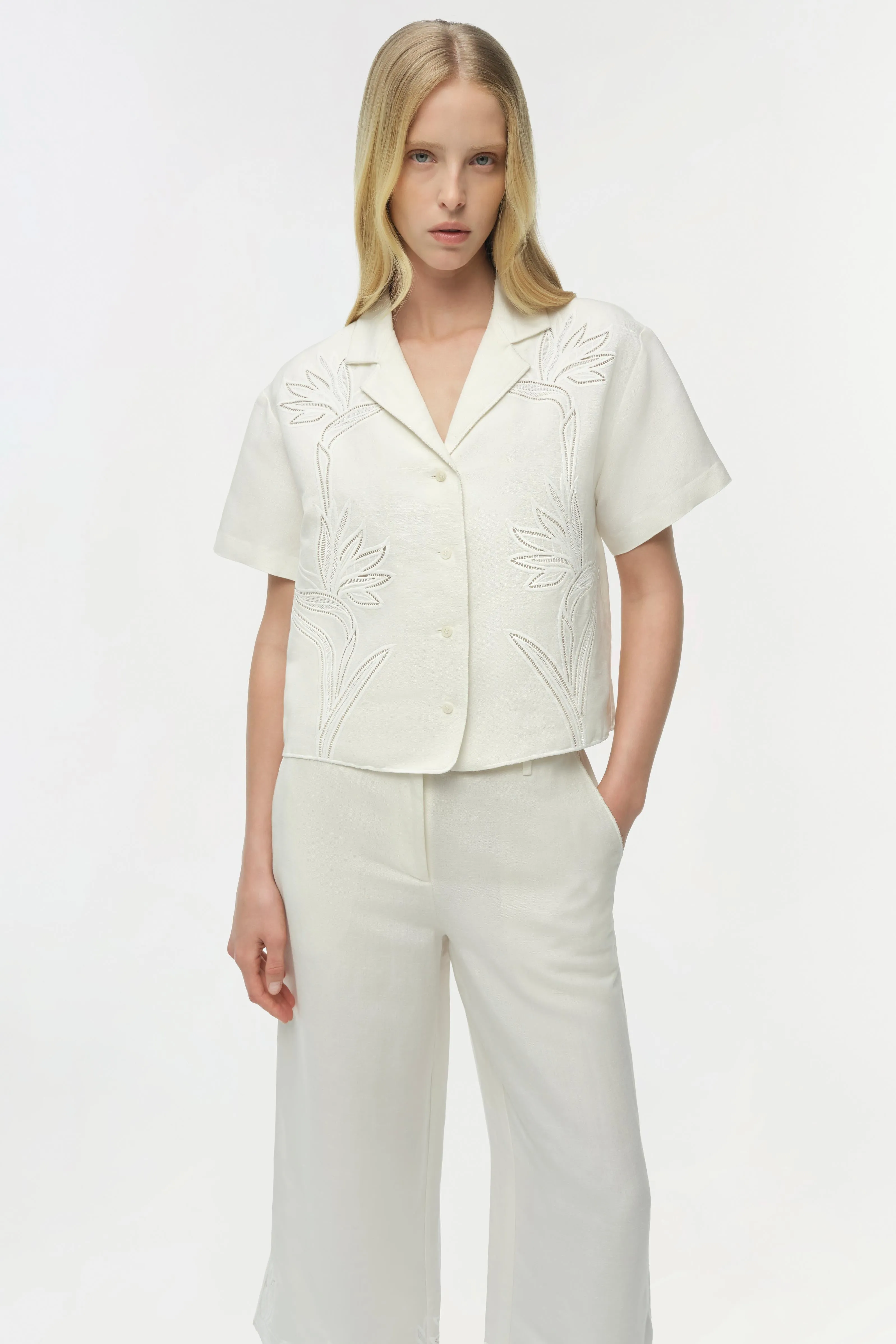 Louisa Embroidered Camp Shirt sold by Simkhai product image thumbnail 3