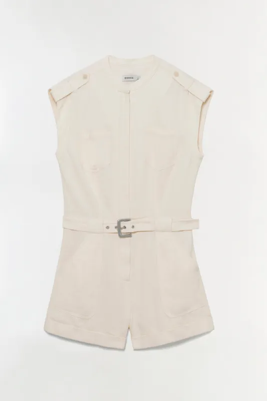 Tinka Belted Linen Romper made by Simkhai