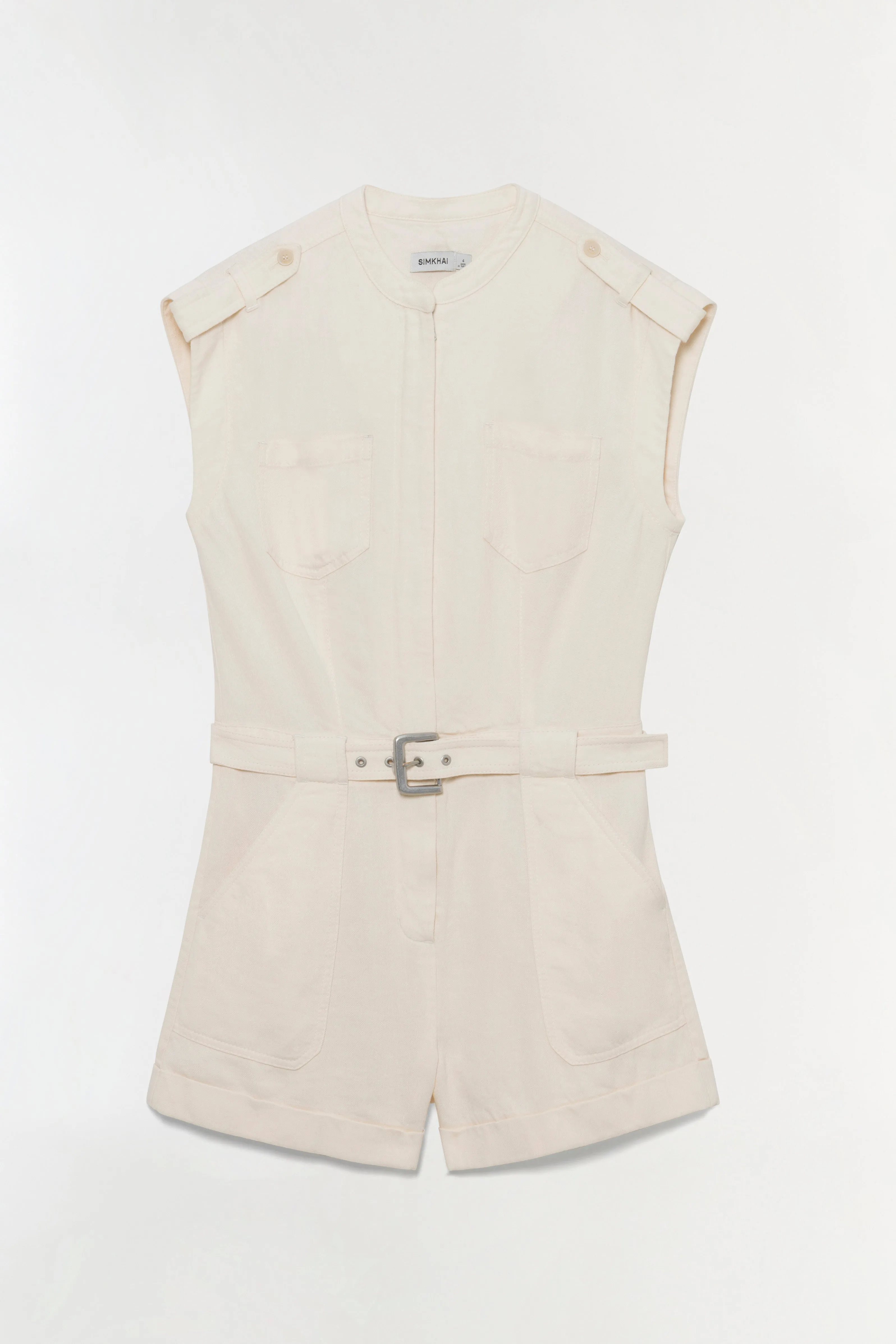 Tinka Belted Linen Romper sold by Simkhai
