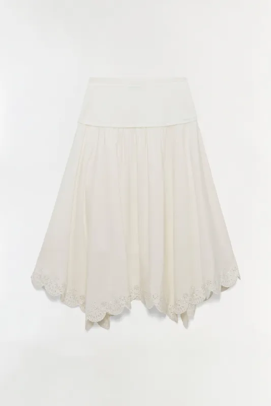 Haven Embroidered Linen Knit Skirt made by Simkhai