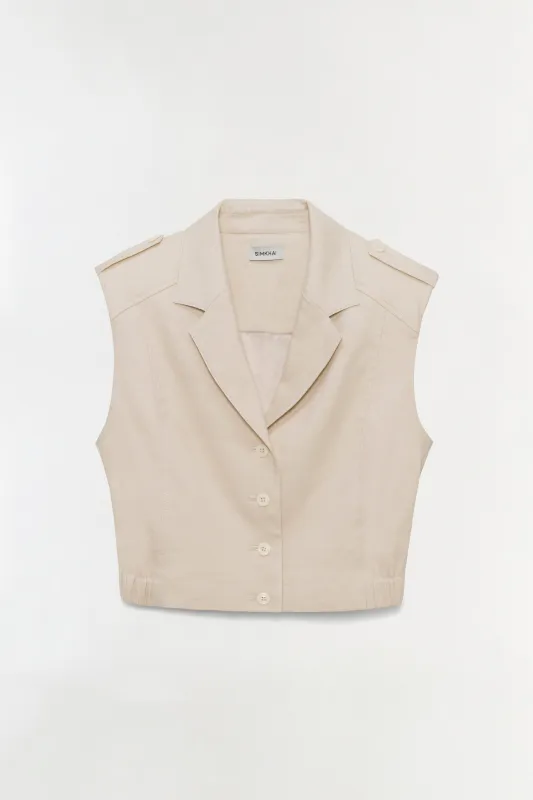 York Cropped Linen Vest made by Simkhai