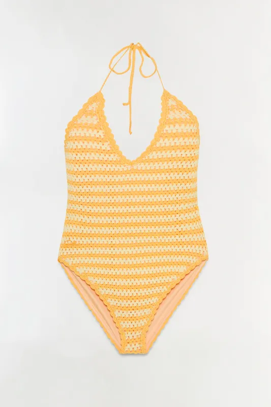 Karoline Crochet Halter One Piece made by Simkhai