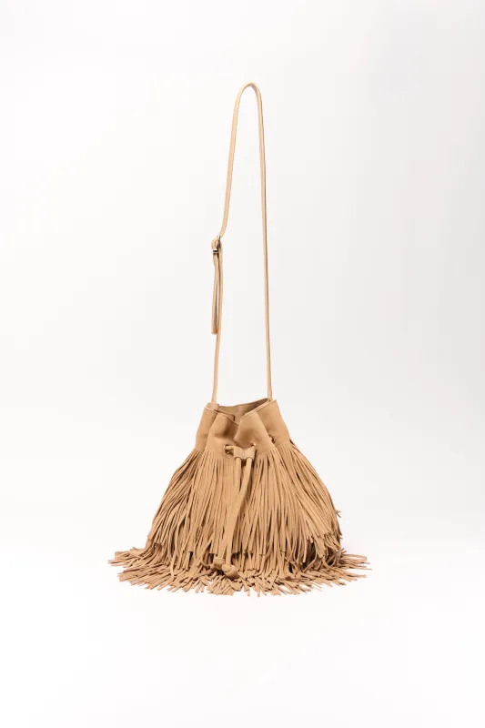 Marena Suede Fringe Crossbody made by Simkhai
