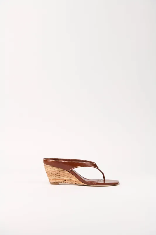 Hazel Leather Thong Wedge made by Simkhai