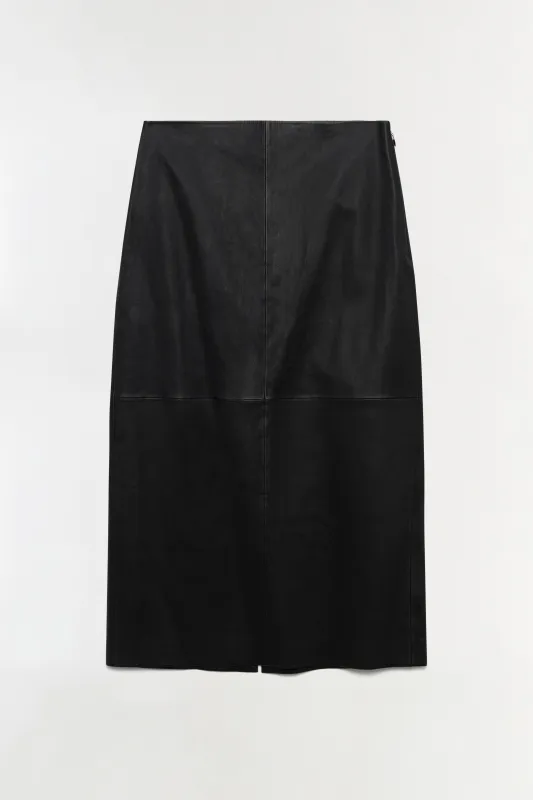 Raven Leather Pencil Skirt made by Simkhai