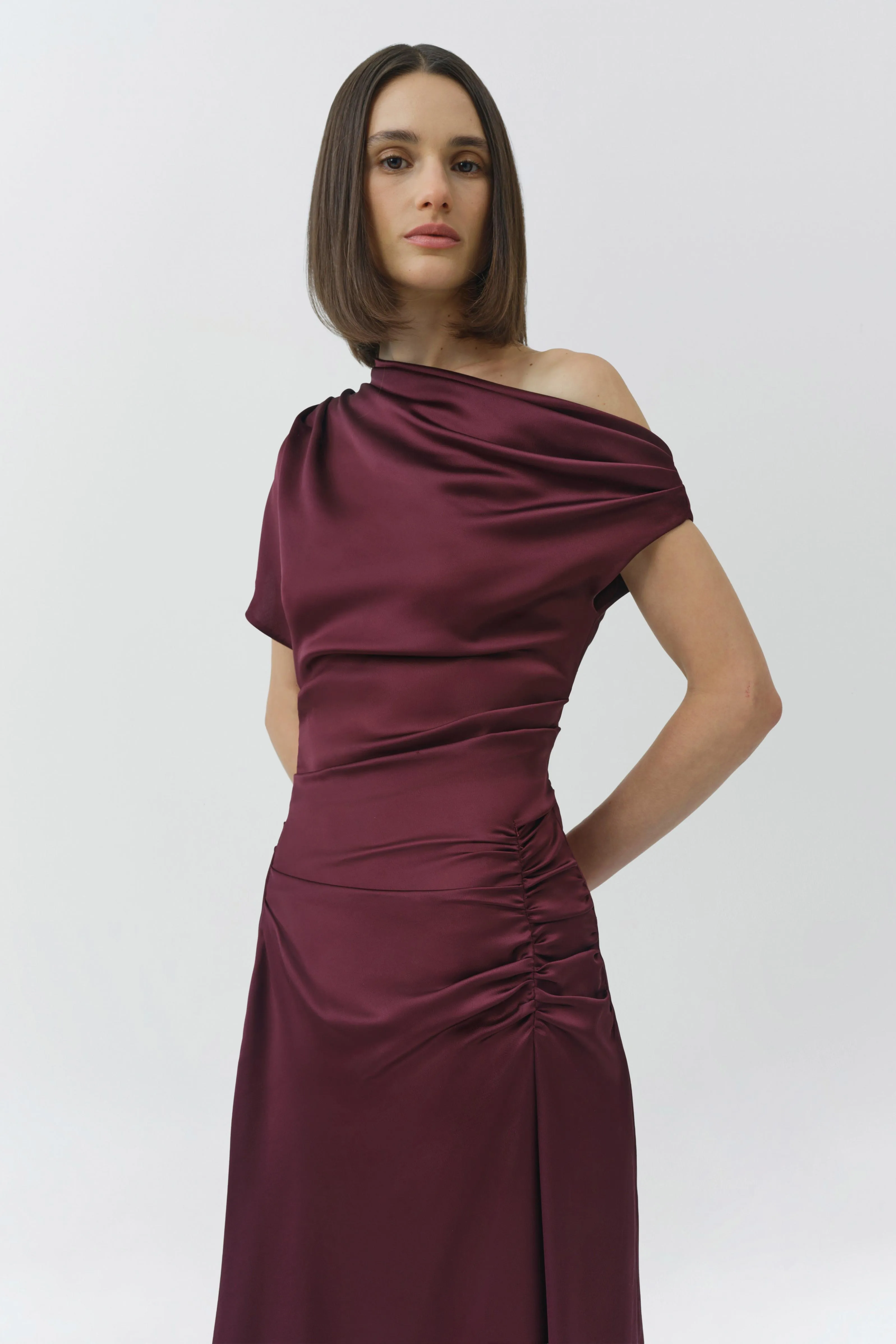 Joanna Off Shoulder Satin Midi Dress sold by Simkhai product image thumbnail 3