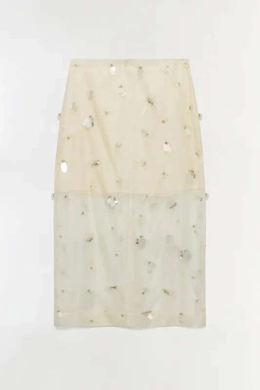 Delilah Embellished Organza Midi Skirt made by Simkhai