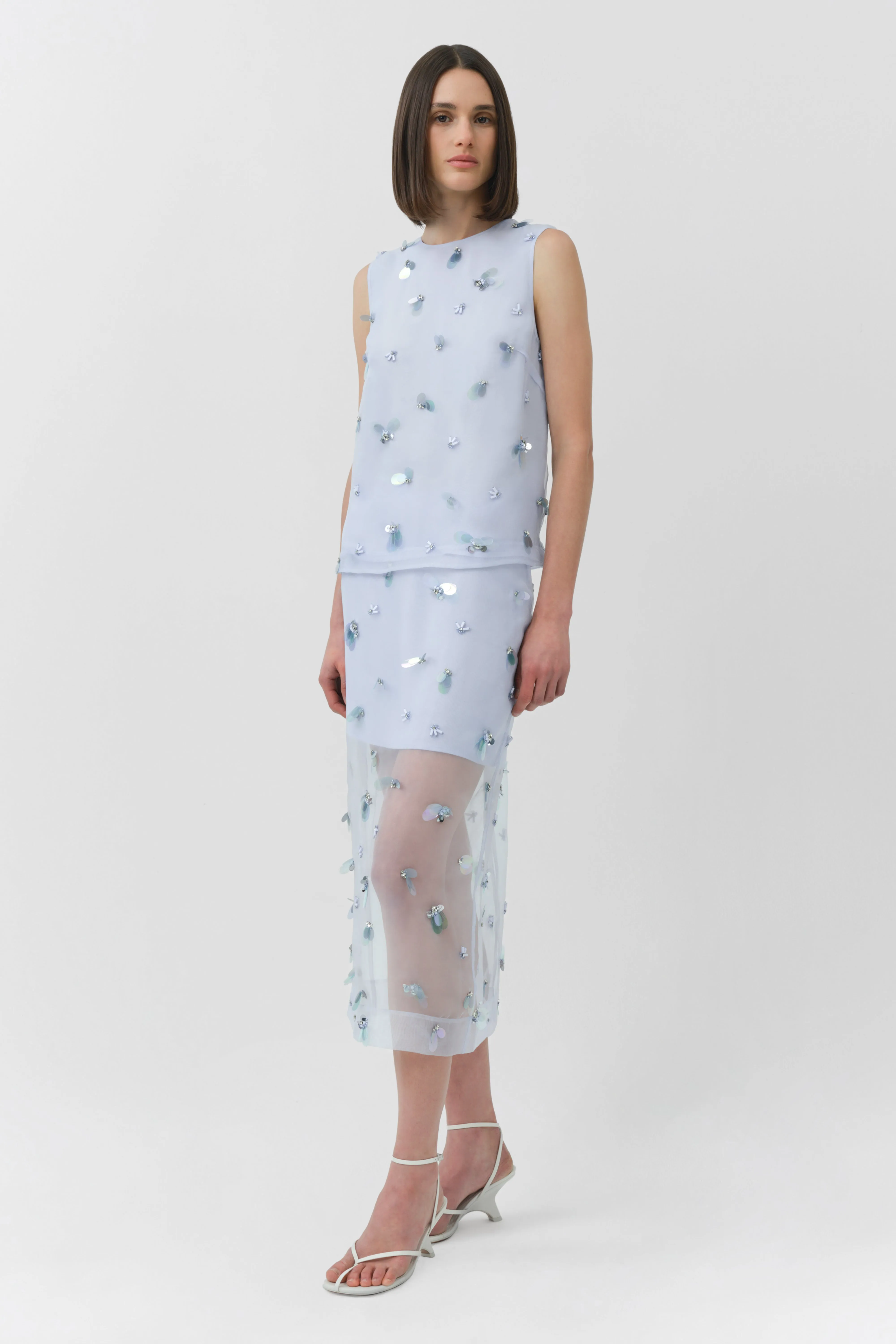 Delilah Embellished Organza Midi Skirt sold by Simkhai product image thumbnail 3