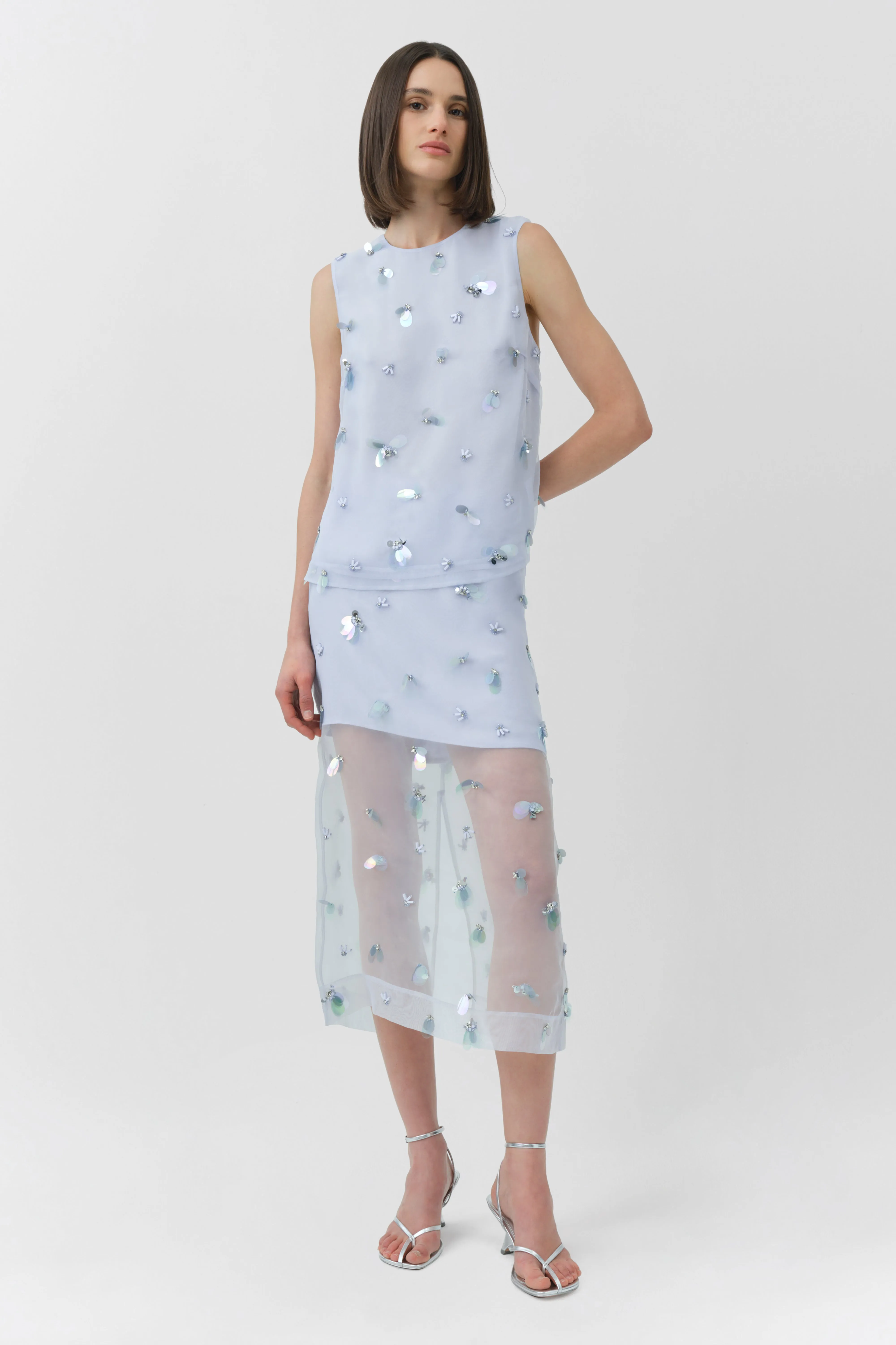 Delilah Embellished Organza Midi Skirt sold by Simkhai product image thumbnail 2