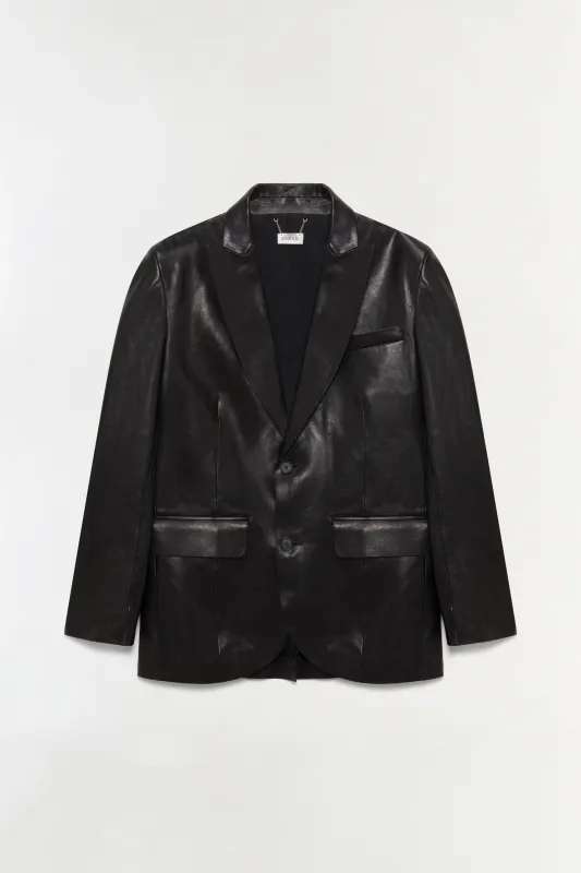 Linden Leather Blazer made by Simkhai