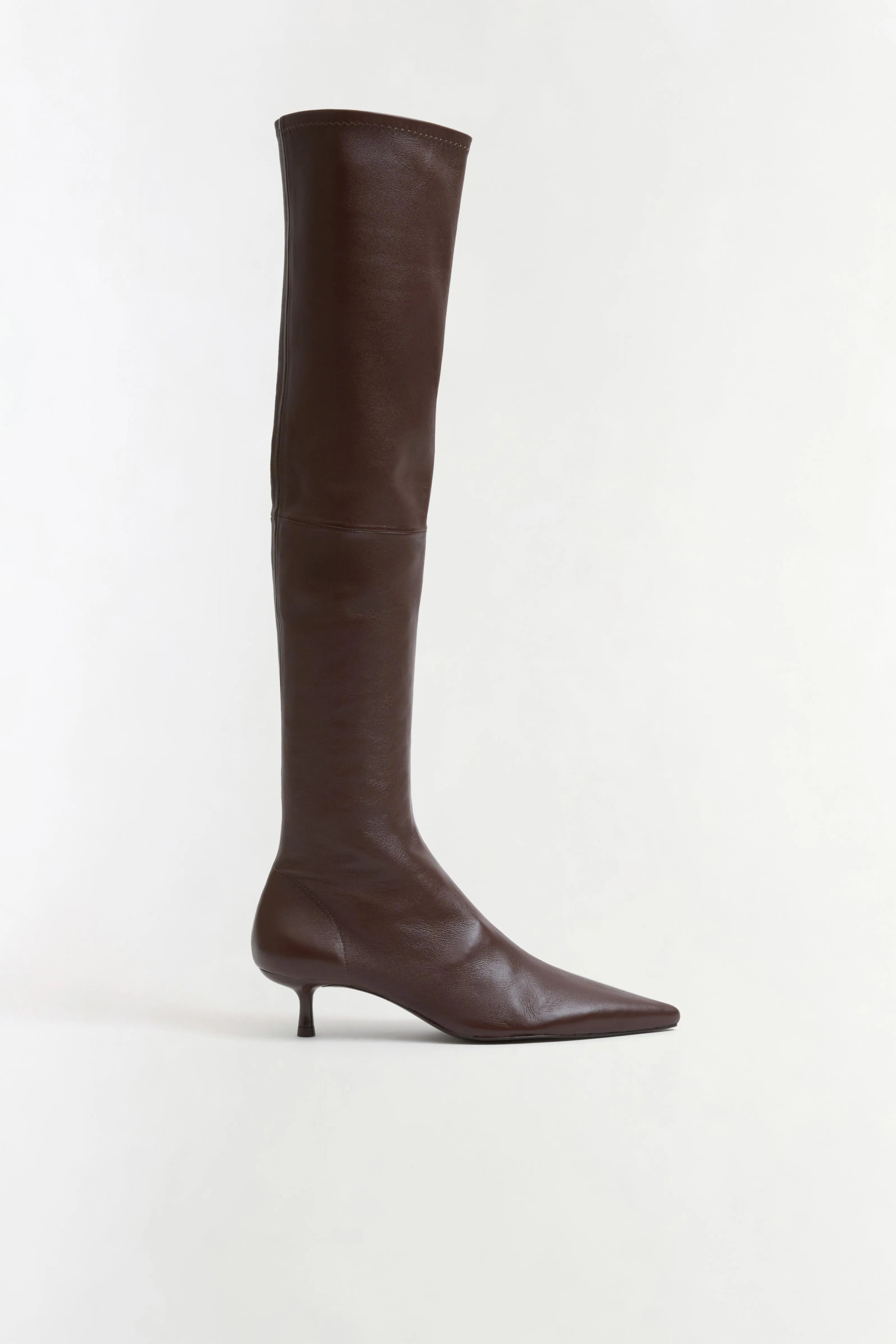Joni Stretch Leather Over The Knee Boot sold by Simkhai