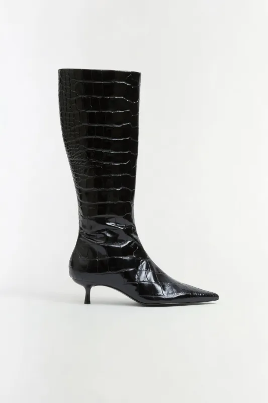 Janine Croc-Embossed Leather Knee High Boot made by Simkhai