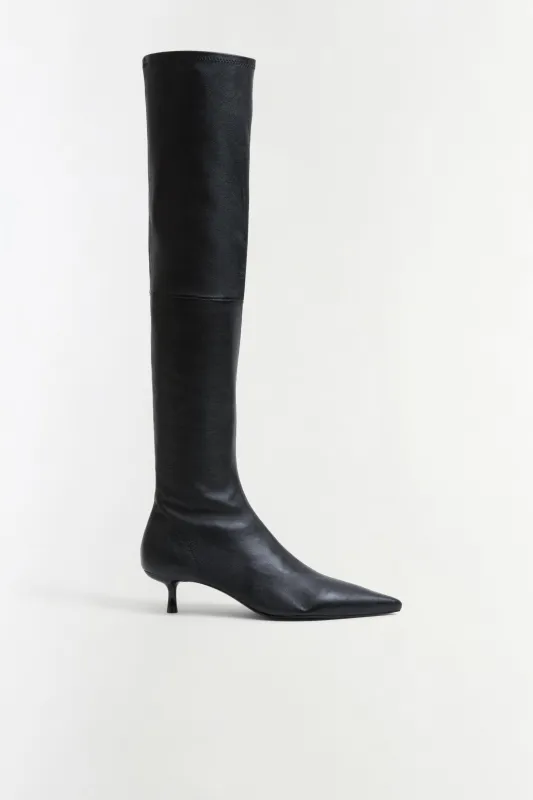 Joni Stretch Leather Over The Knee Boot made by Simkhai