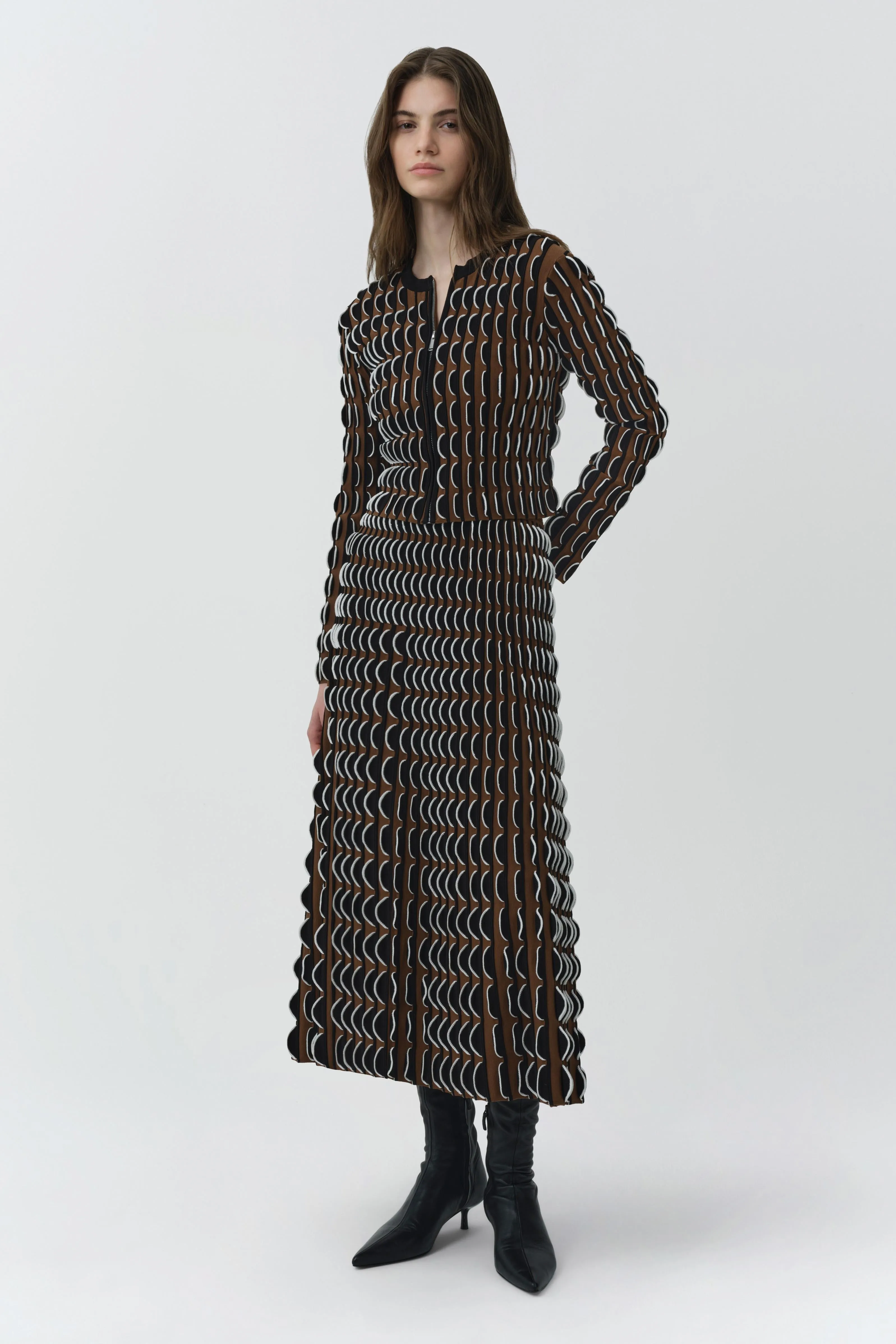 Ike Scalloped Compact Knit Midi Skirt sold by Simkhai product image thumbnail 3