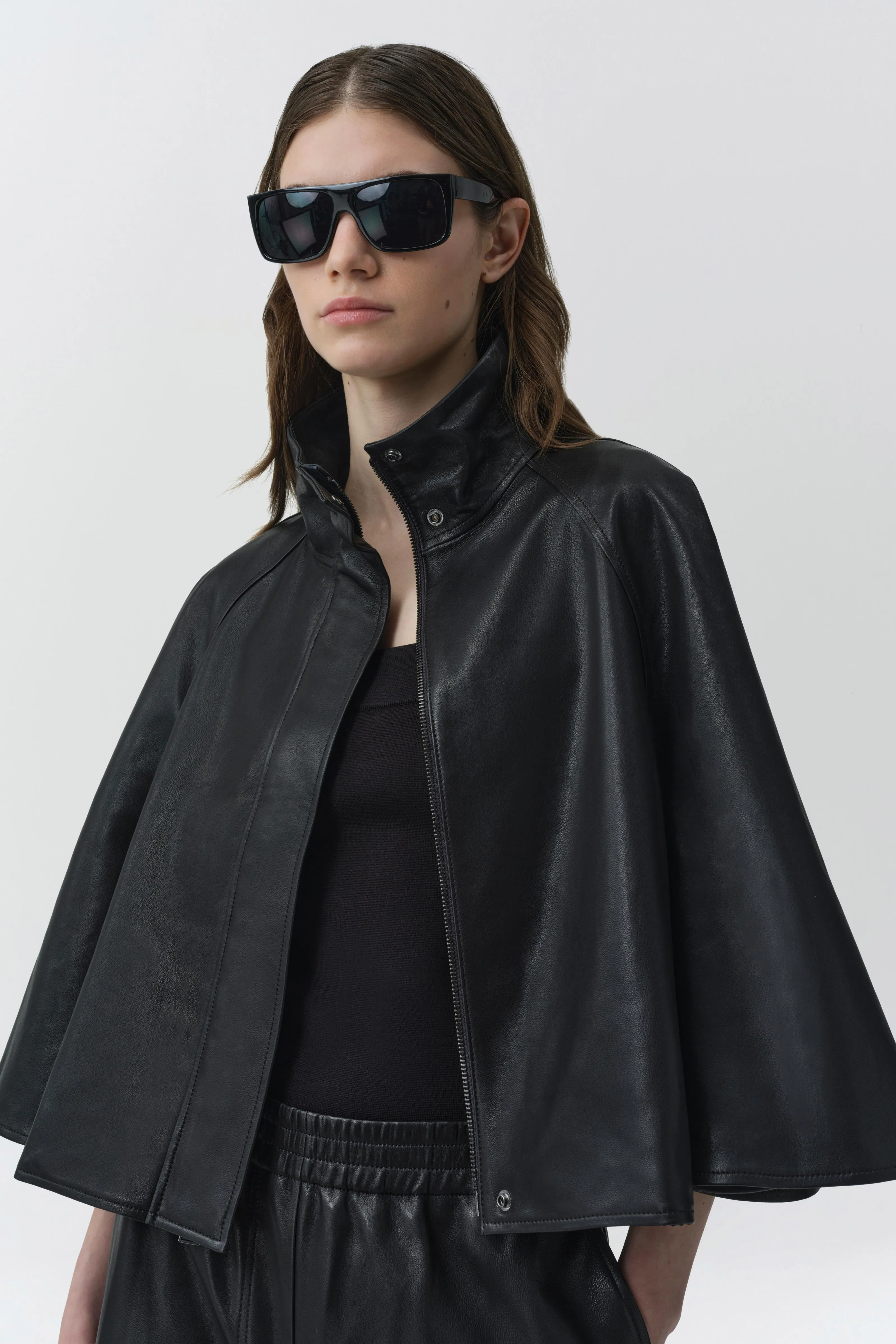 Orvik Leather Cape Jacket sold by Simkhai product image thumbnail 3