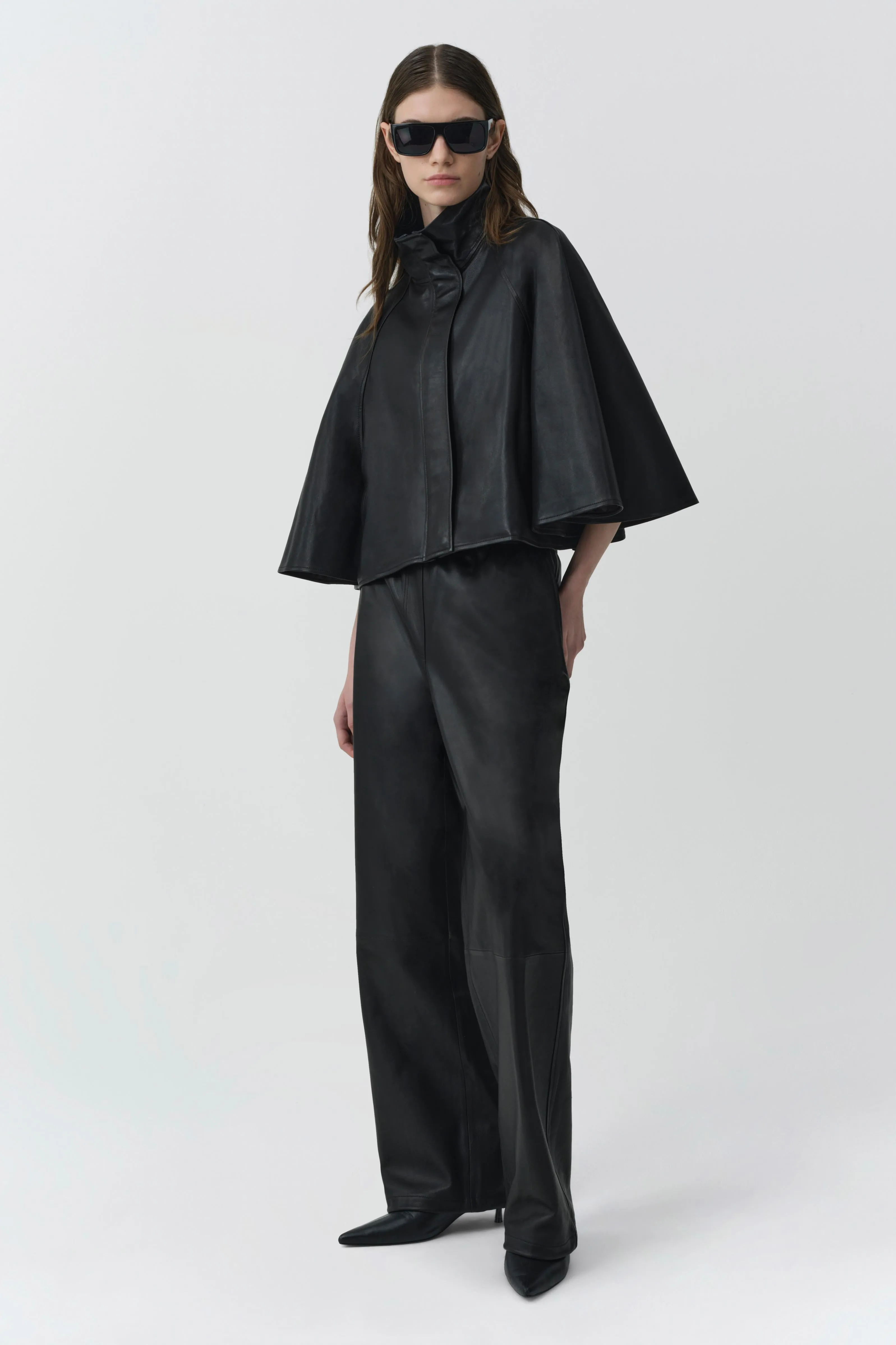 Orvik Leather Cape Jacket sold by Simkhai product image thumbnail 5