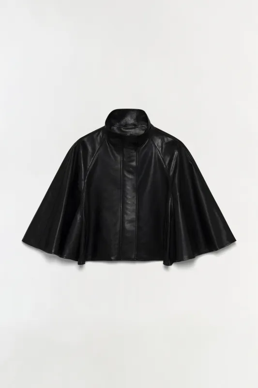 Orvik Leather Cape Jacket made by Simkhai