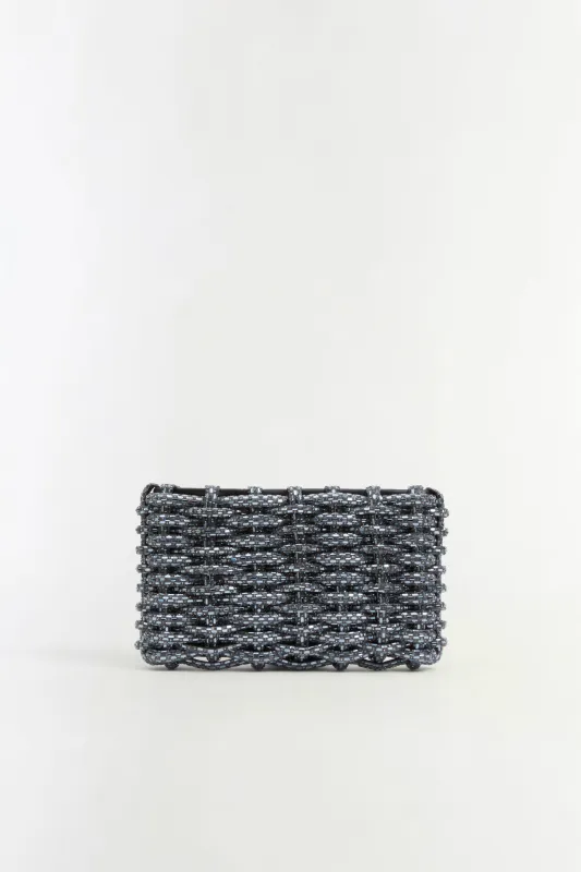 Morgan Woven Rhinestone Clutch made by Simkhai