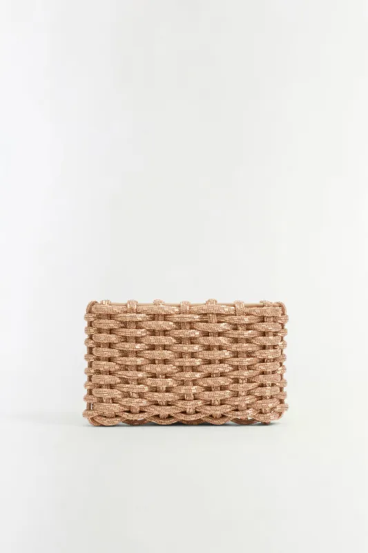Morgan Woven Rhinestone Clutch made by Simkhai