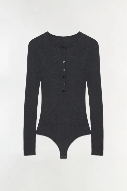 Susanne Silk Cashmere Henley Bodysuit made by Simkhai