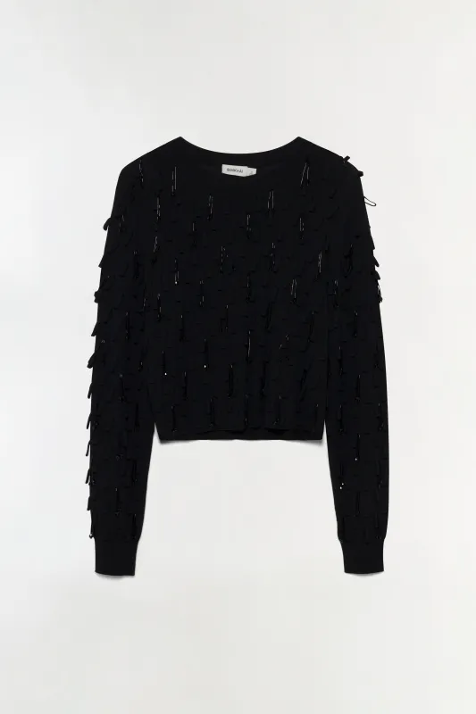 Myra Embellished Knit Top made by Simkhai