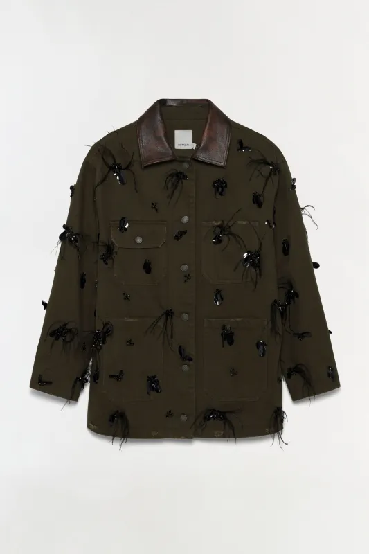 Larz Embellished Denim Jacket made by Simkhai