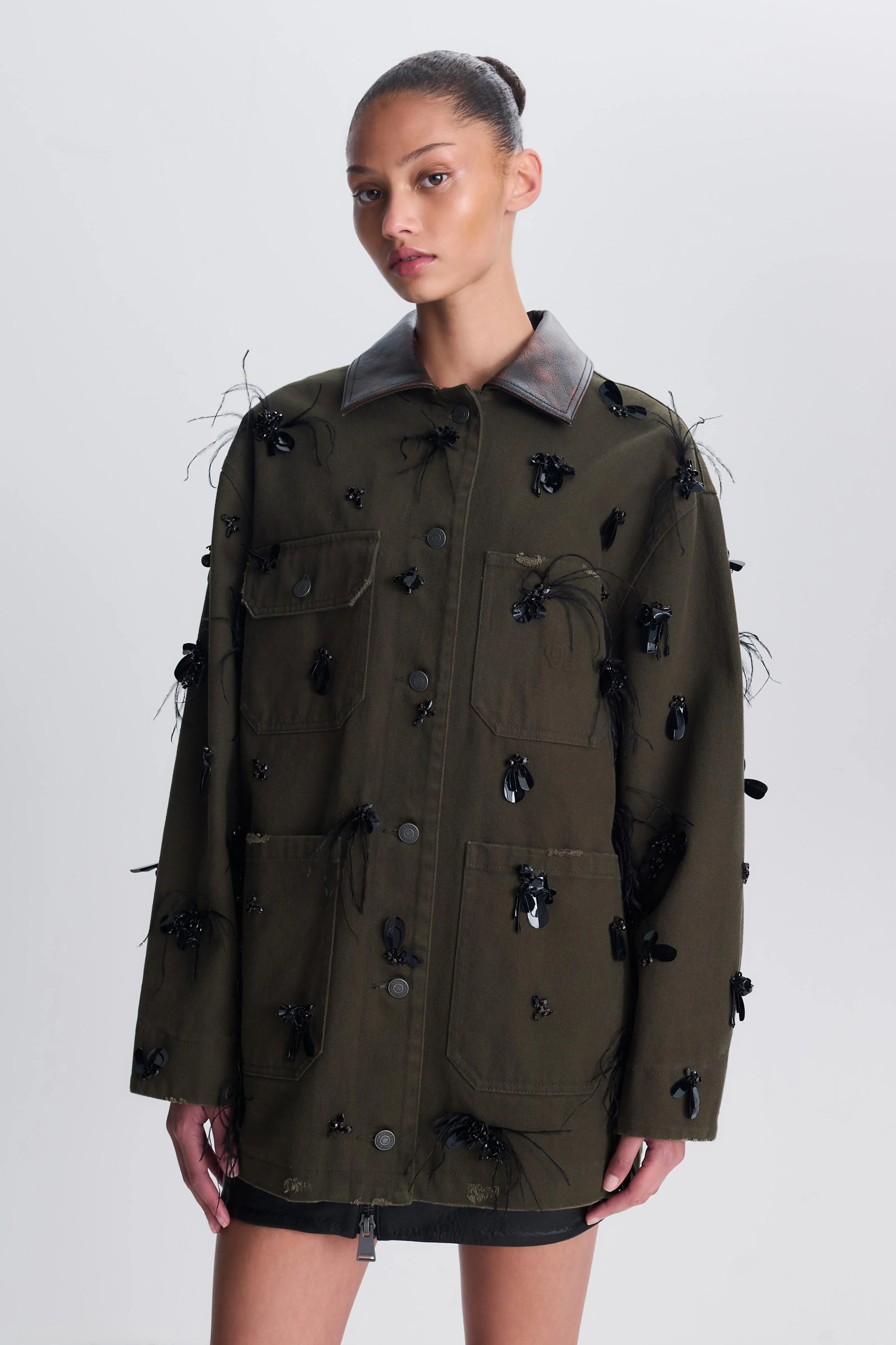 Larz Embellished Denim Jacket sold by Simkhai product image thumbnail 3