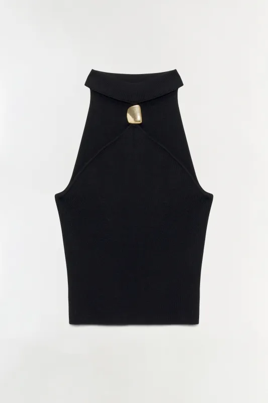 Renlen Knit Halter Top made by Simkhai