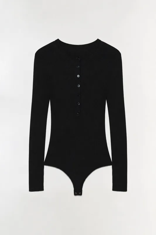Susanne Silk Cashmere Henley Bodysuit made by Simkhai