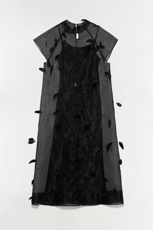 Pauline Organza Feather Midi Dress made by Simkhai