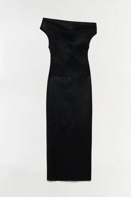 Vessia Leather Midi Dress made by Simkhai