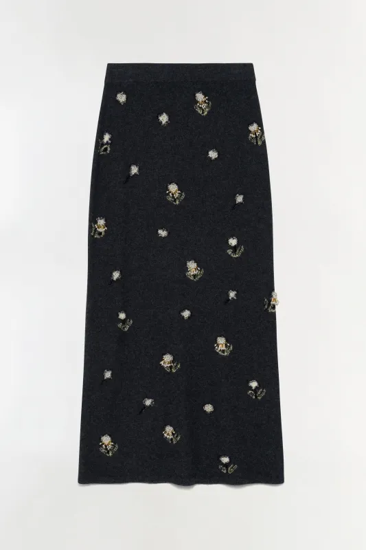 Chelly Embellished Wool Cashmere Midi Skirt made by Simkhai