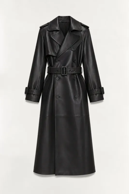 Oteria Belted Leather Coat made by Simkhai