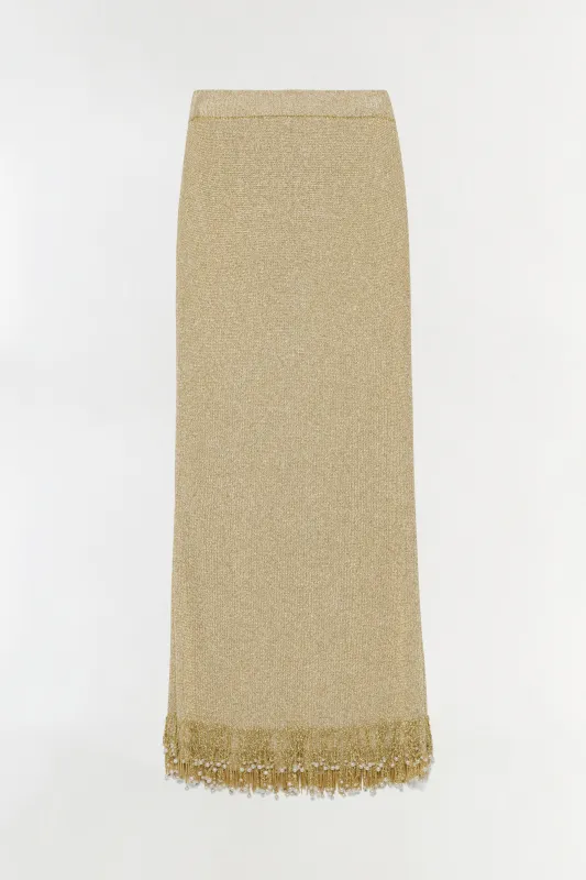 Zeni Pearl Fringe Skirt made by Simkhai