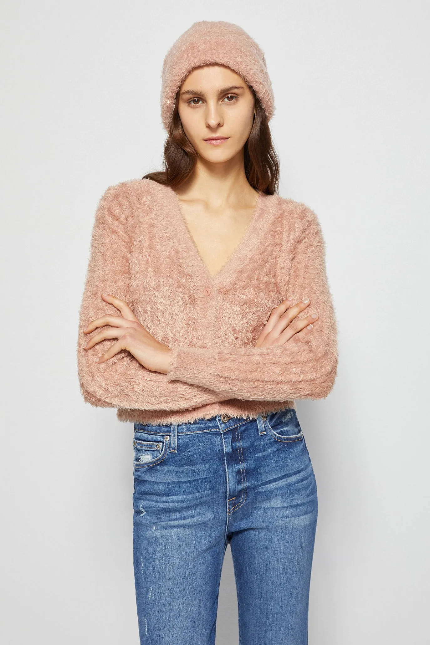 Elena Feathered Beanie sold by Simkhai