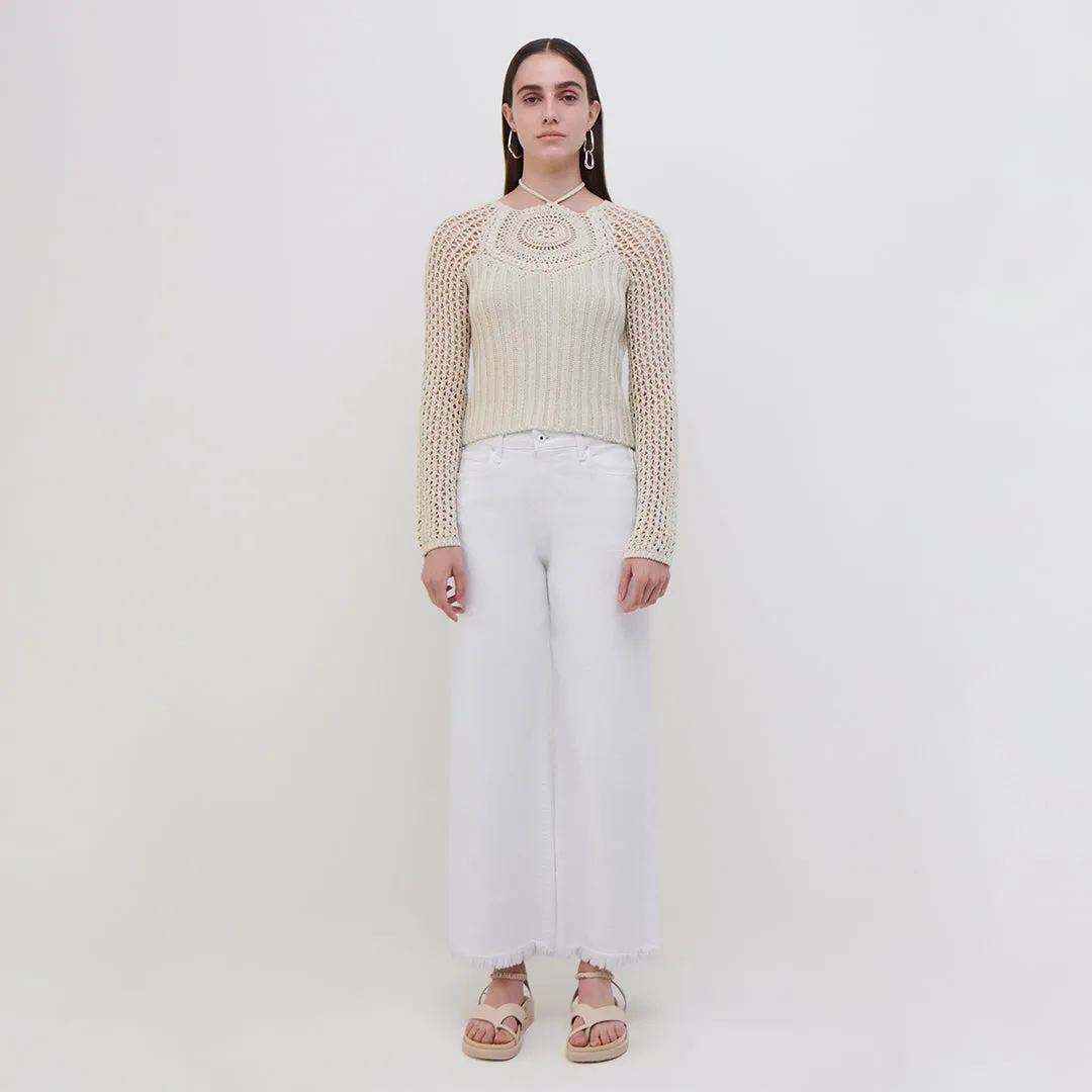 Reva Crochet Raglan Top sold by Simkhai