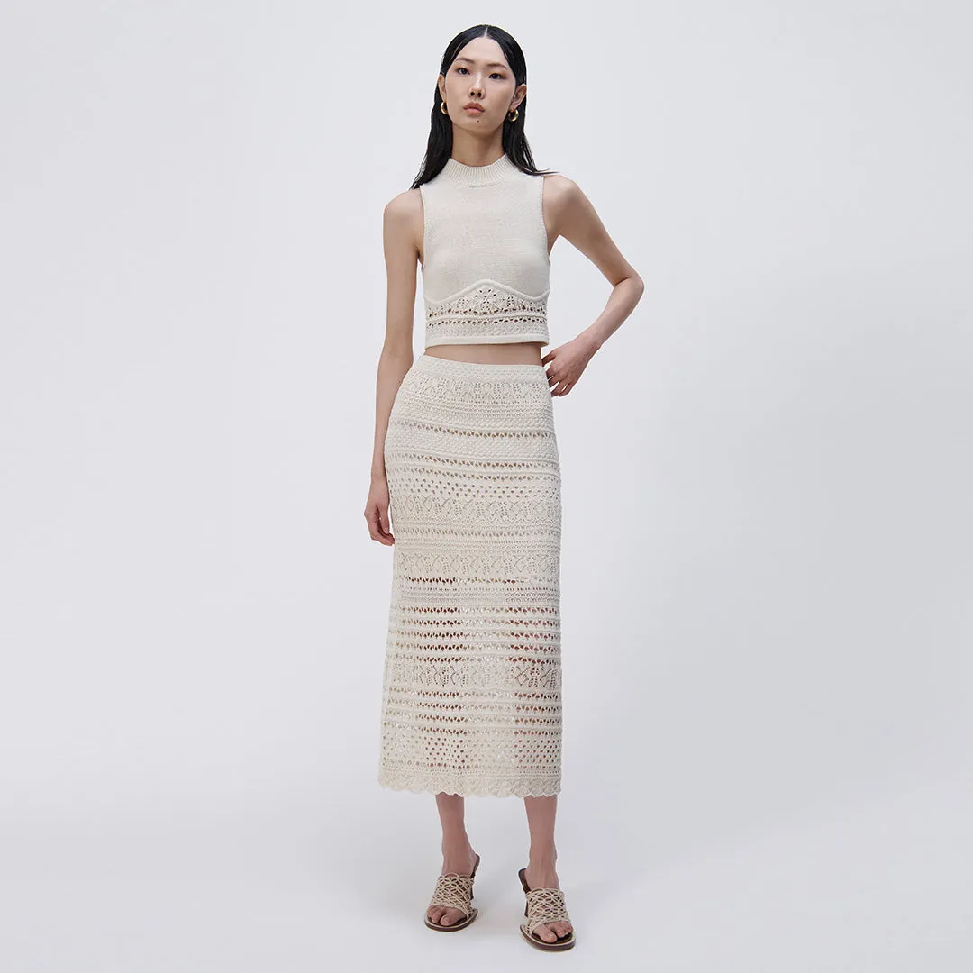 Alita Macrame Midi Skirt sold by Simkhai