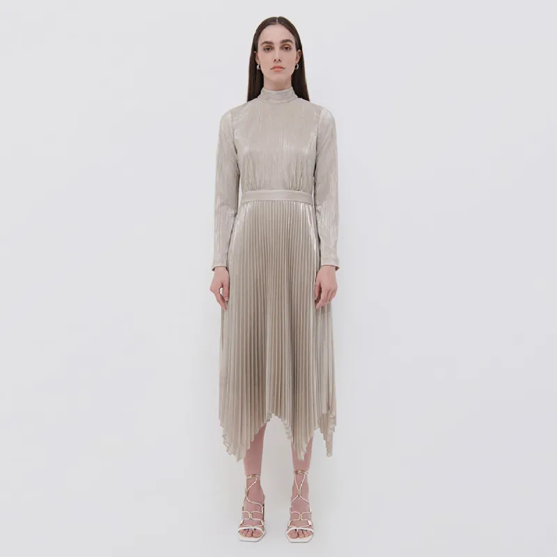 Lydia Plisse Lame Midi Dress made by Simkhai