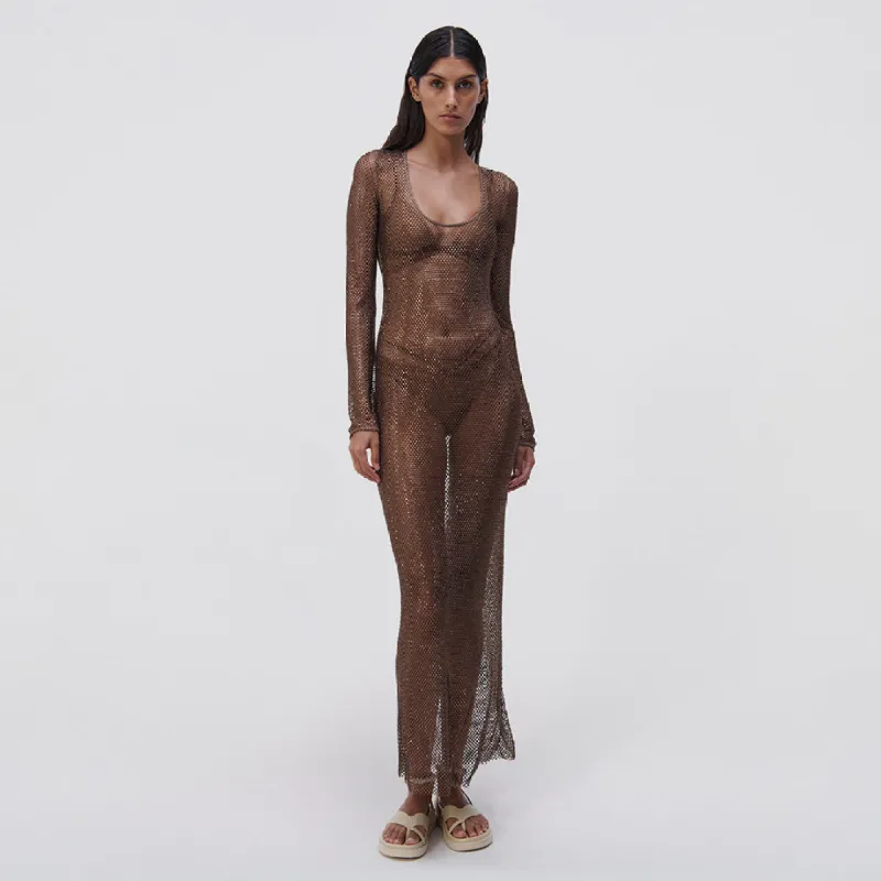Lorenzo Crystal Mesh Coverup Dress made by Simkhai