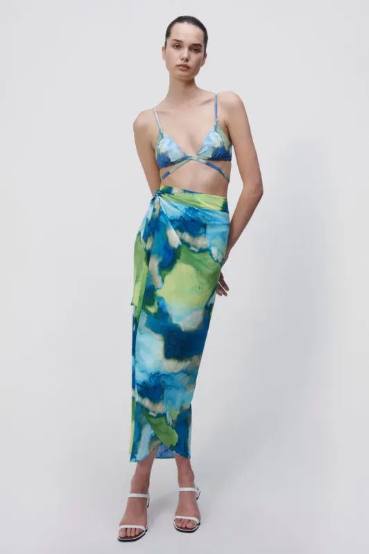 Makai Print Coverup Skirt sold by Simkhai