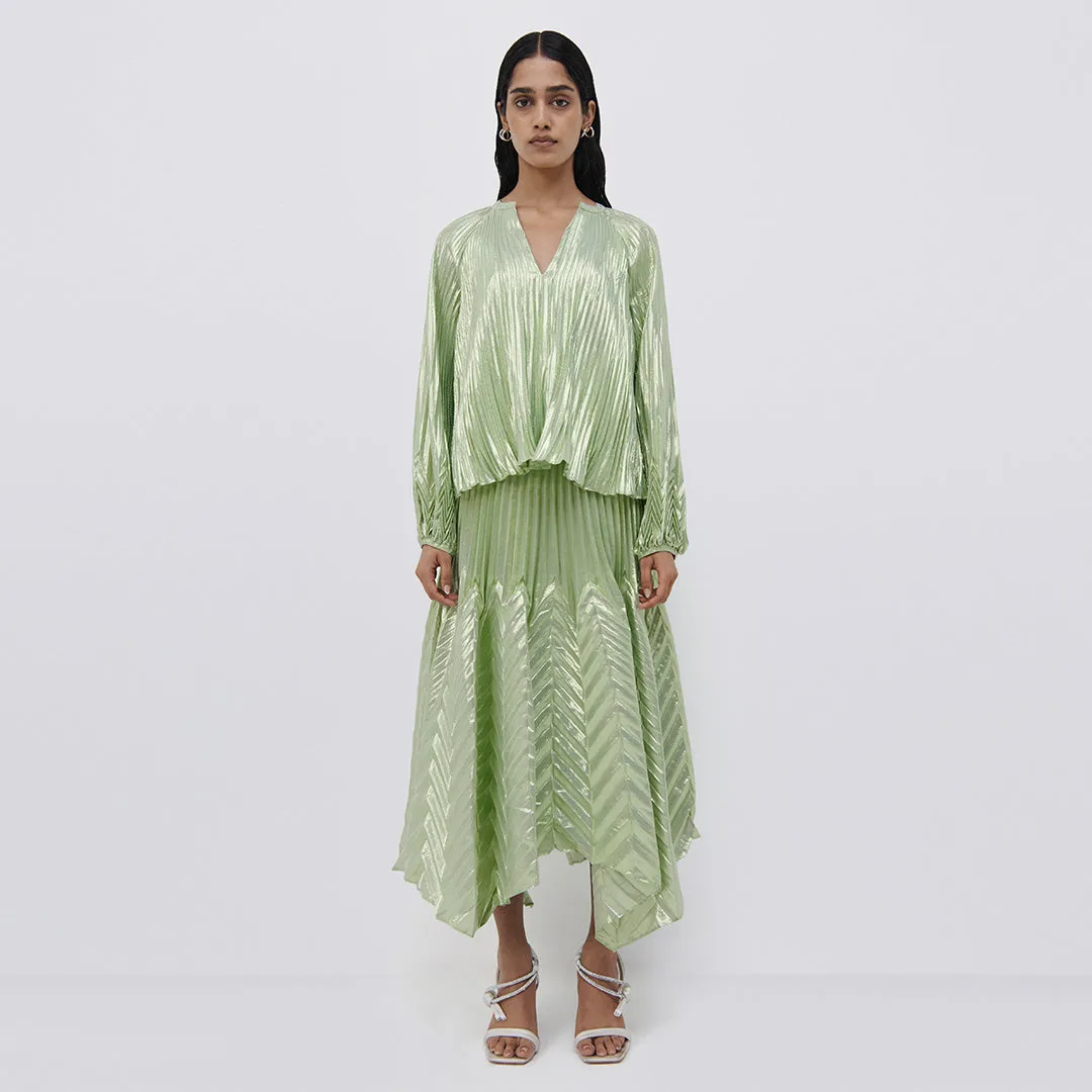 Cassia Metallic Chevron Midi Skirt sold by Simkhai