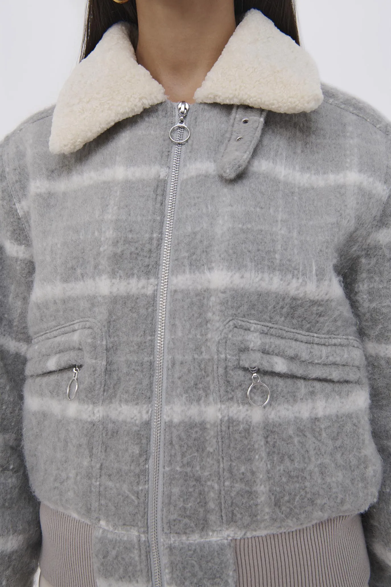 Carlyle Brushed Wool Bomber Jacket sold by Simkhai product image thumbnail 4