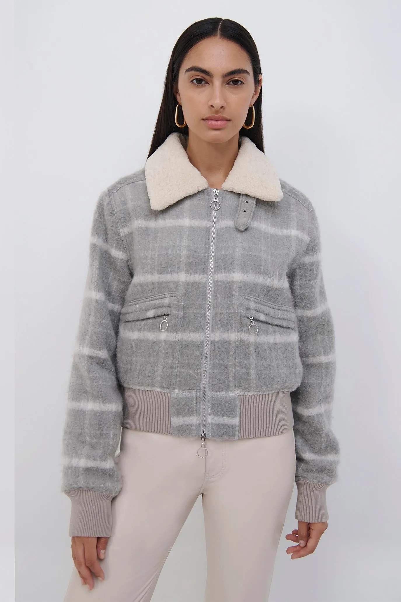 Carlyle Brushed Wool Bomber Jacket sold by Simkhai product image thumbnail 2