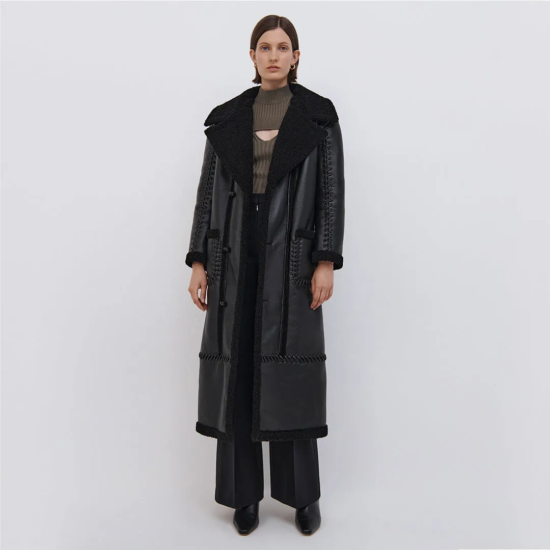 Windsor Vegan Sherpa Biker Coat sold by Simkhai