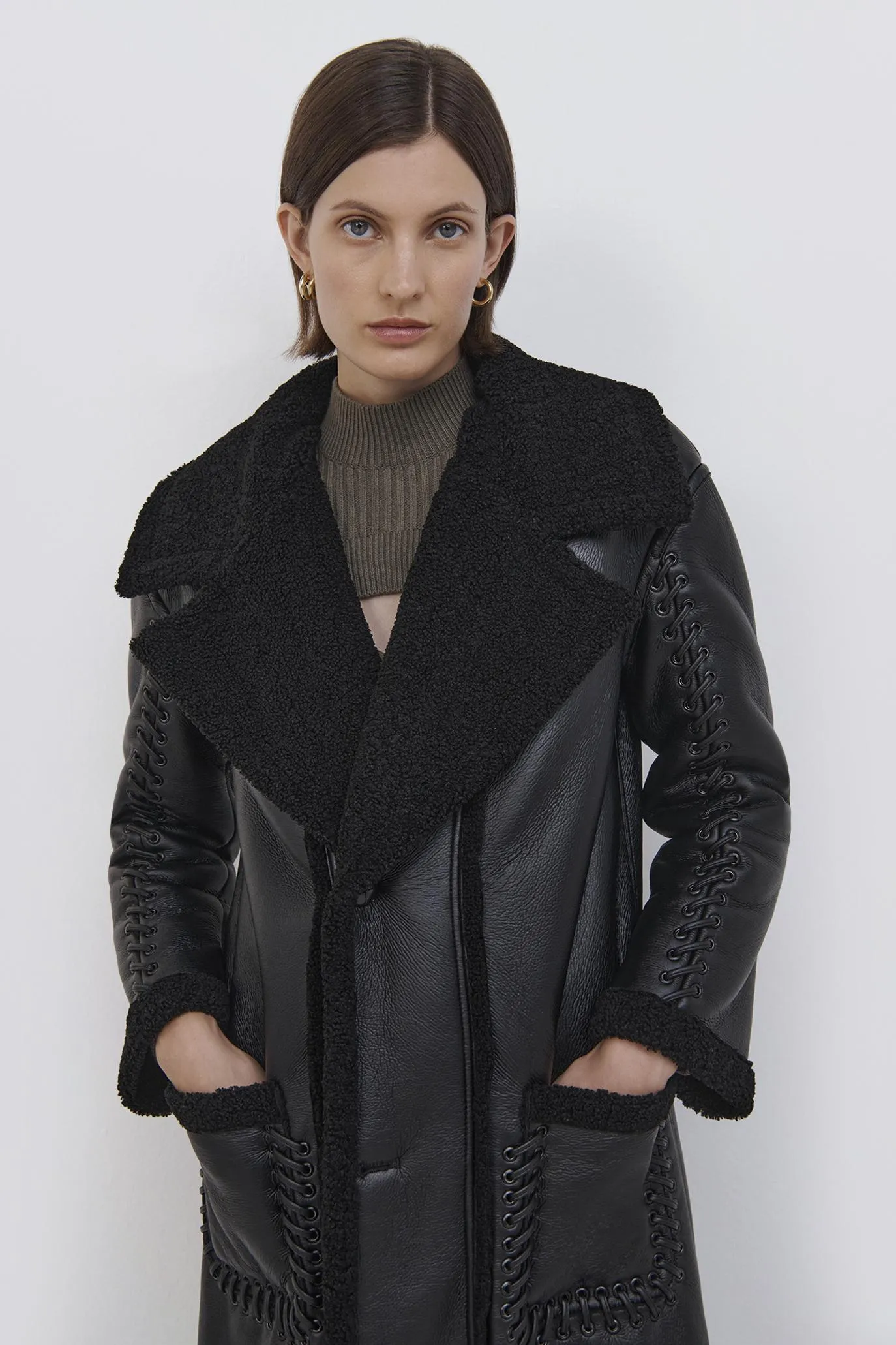 Windsor Vegan Sherpa Biker Coat sold by Simkhai product image thumbnail 3