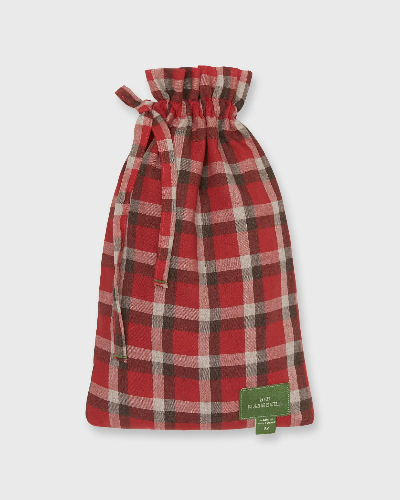 Button-Front Boxer Short in Red/Grey Plaid Poplin sold by Mashburn product image thumbnail 2