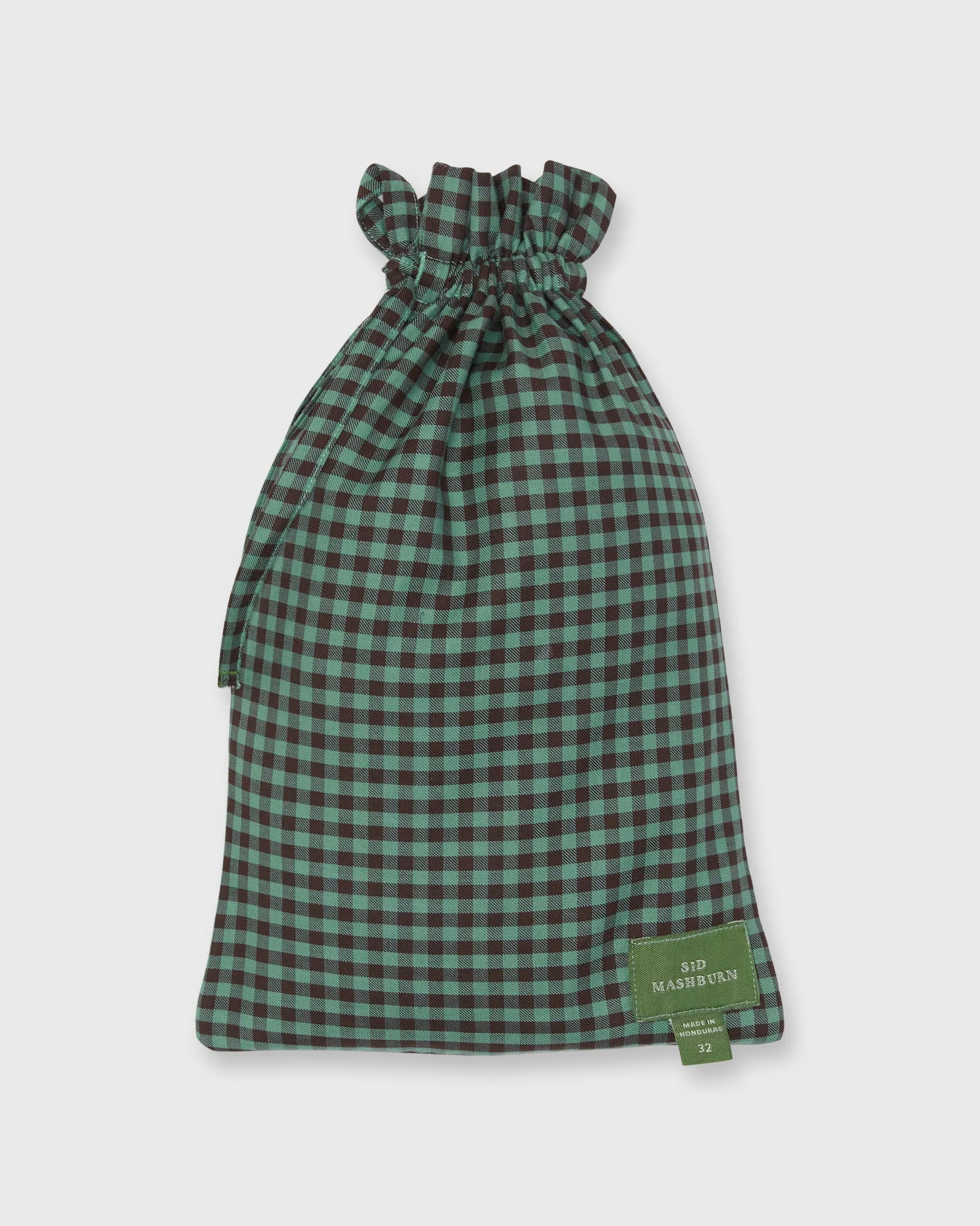 Button-Front Boxer Short in Green/Brown Gingham Twill sold by Mashburn product image thumbnail 2