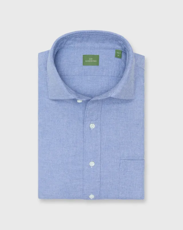 Spread Collar Sport Shirt in Light Blue Flannel made by Sid Mashburn